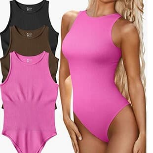Cross-Border European and American Hot Selling 2023 Summer Amazon AliExpress Tight Bodysuit Sleeveless Ribbed Bodysuit Triangle