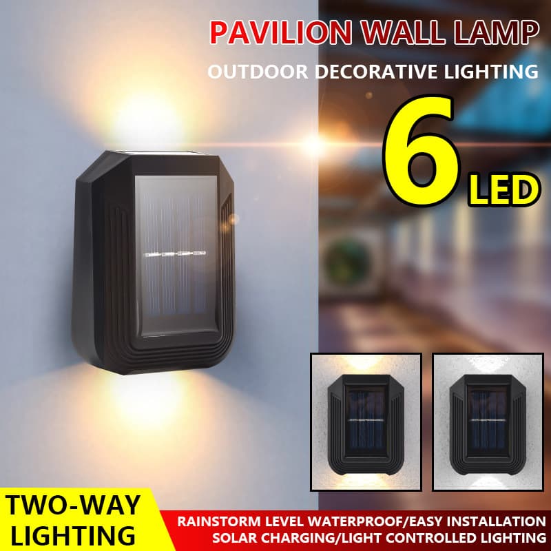New 6LED Solar Wall Light Outdoor Decorative Garden Courtyard Wall Light Up and Down Glow Outdoor Decorative Fence Light