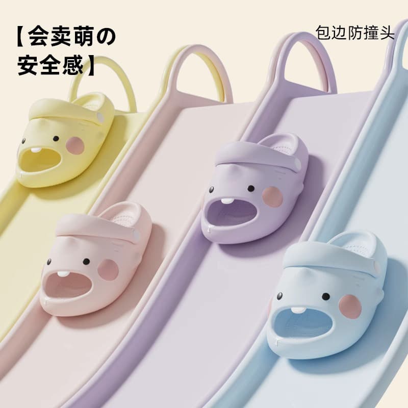 Children's Slippers Girls Tooth Shark Summer Indoor Bathroom EVA Anti-Slip Sandals Toddler Kids Adjustable Strap Hole Shoes