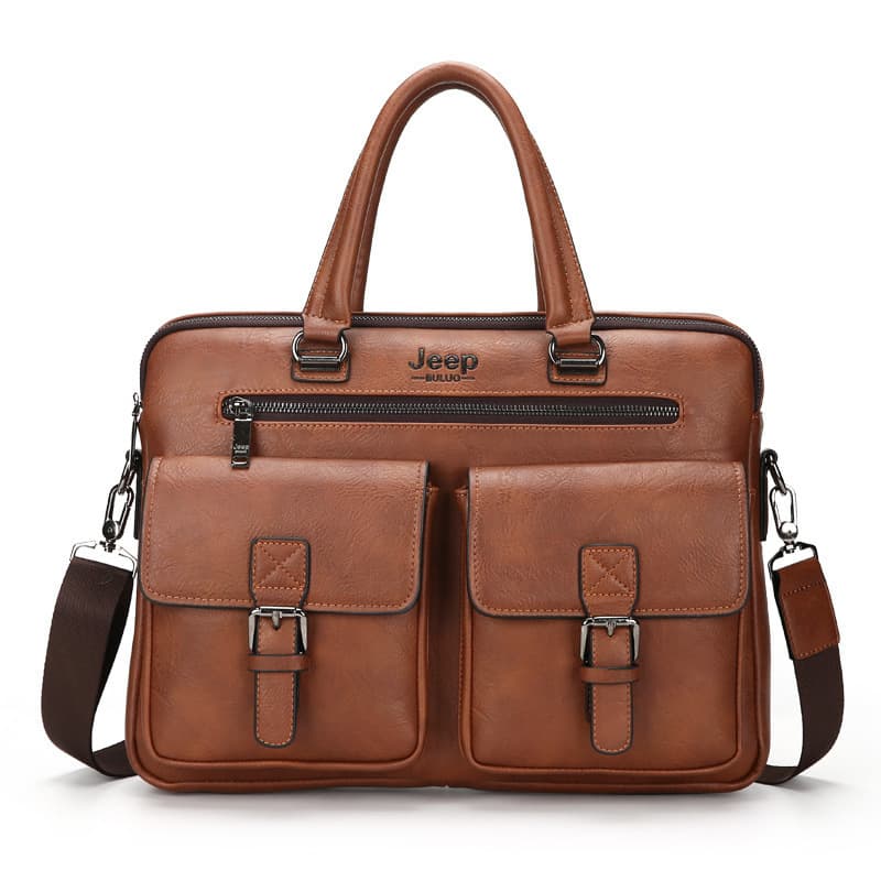 Men's Handbag Business Briefcase Simple File Bag Horizontal Men's Bag Shoulder Crossbody Computer Bag