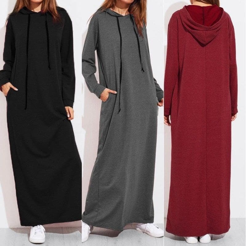 2023wish New Spring Summer Autumn Women's Long Sleeve Hooded Long Sweatshirt Dress for AliExpress eBay