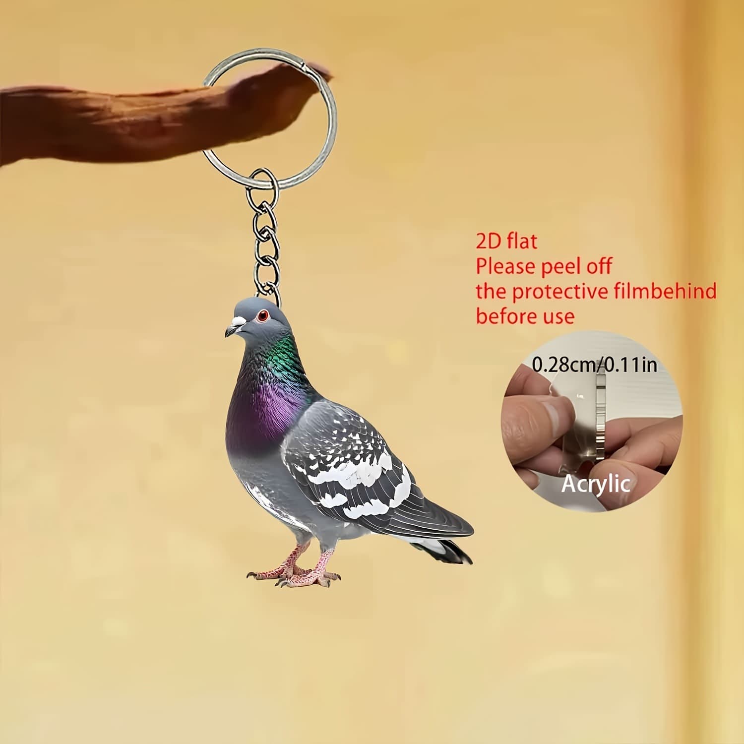 Amazon New Charming Acrylic Flat Dove Car Rearview Mirror Backpack or Keychain Hanging Ornament