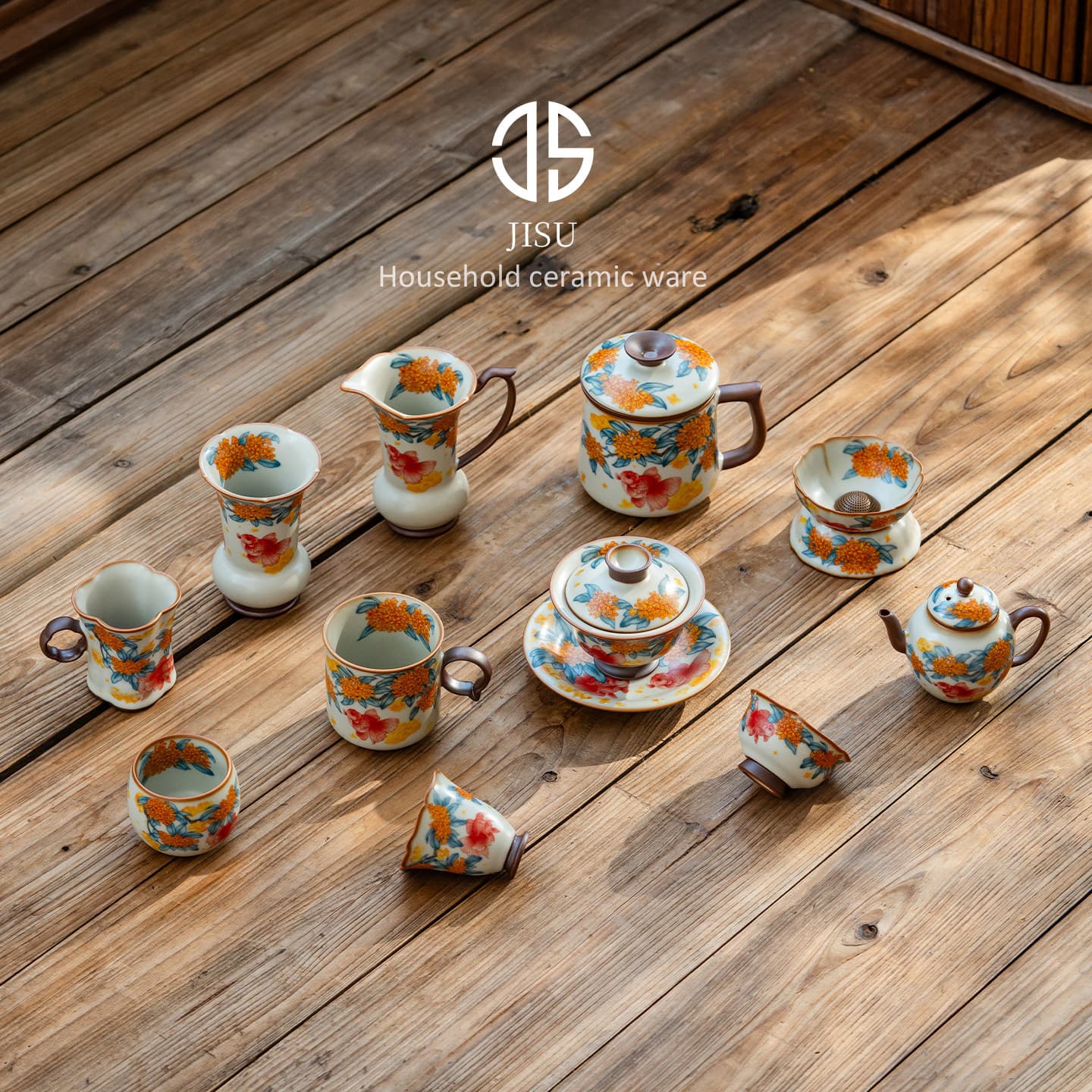 Ruyao Fugui Youyu ceramic tea cup household tea set master cup high-end teapot tea cover bowl non-hot tea set