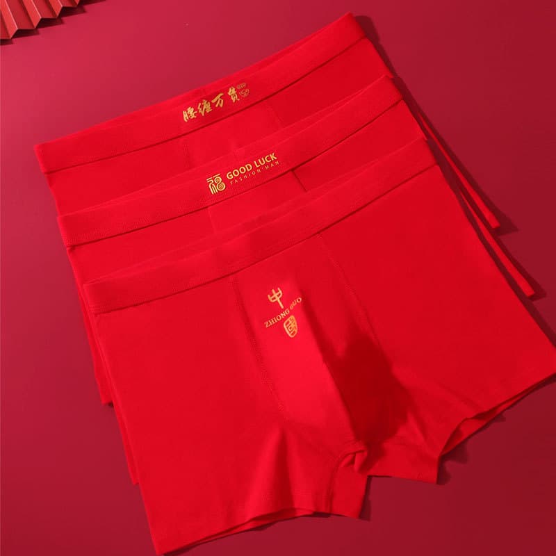 Combed cotton men's boxer briefs men's boxer briefs for the Year of the Tiger, the year of the animal, red men's boxer shorts