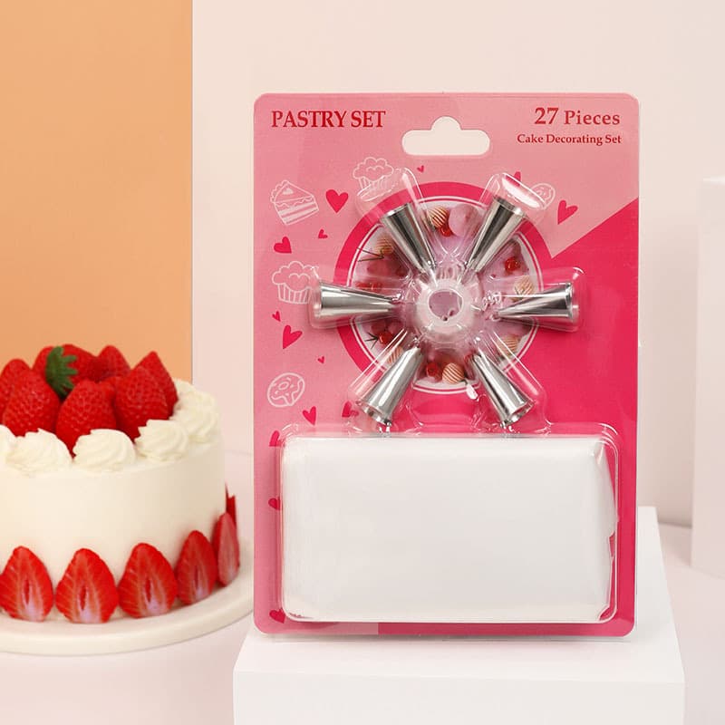 PE Piping Bag Set with Stainless Steel Nozzles for Cookies, Cream Cakes, Home Korean Baking Decoration Tools