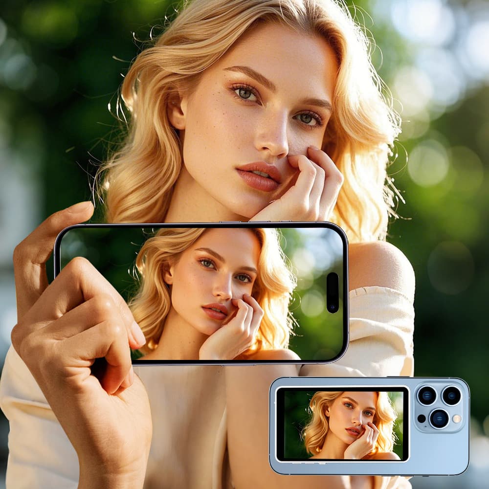 2025 Cross-border Wireless Bluetooth Selfie Display Screen Mobile Phone Rear Selfie Screen Magnetic Suction Mobile Phone Selfie Screen