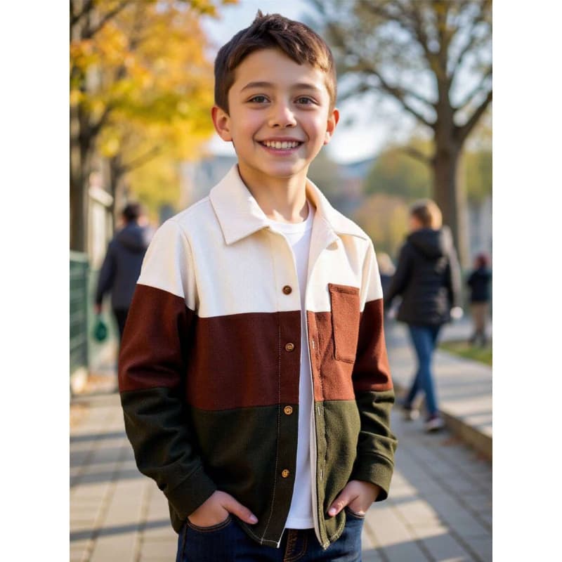 Y 82825 Boys Patch Lapel Coat