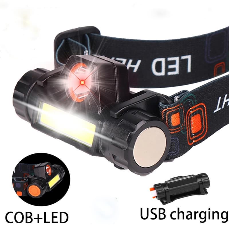 LED Mini Waterproof Motion Sensor USB Rechargeable Headlamp for Night Fishing, Outdoor Adventure, Emergency Light