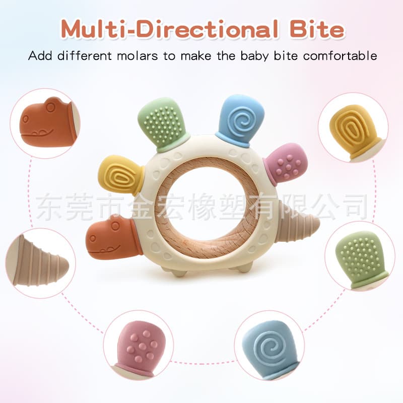 Amazon New Boat-Shaped Teether Baby Teething Silicone Chew Toy Dinosaur Soothing Toy Wholesale