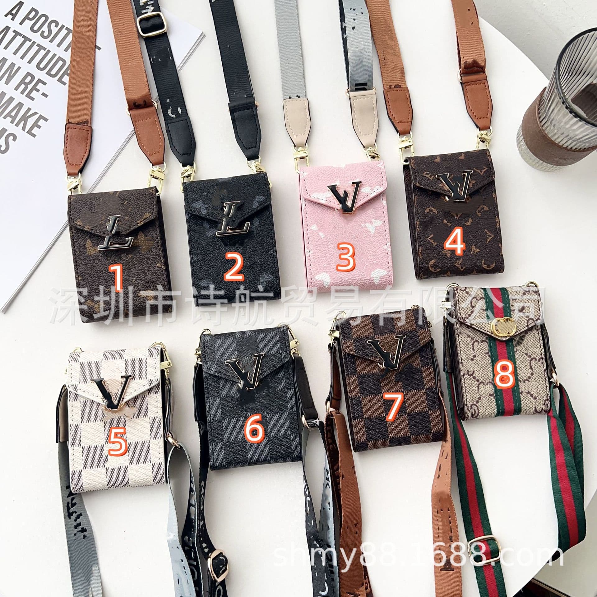 European and American Trendy Crossbody Card Holder Coin Purse Long Neck Card Case Luxury Bank Card Wallet Coin Bag