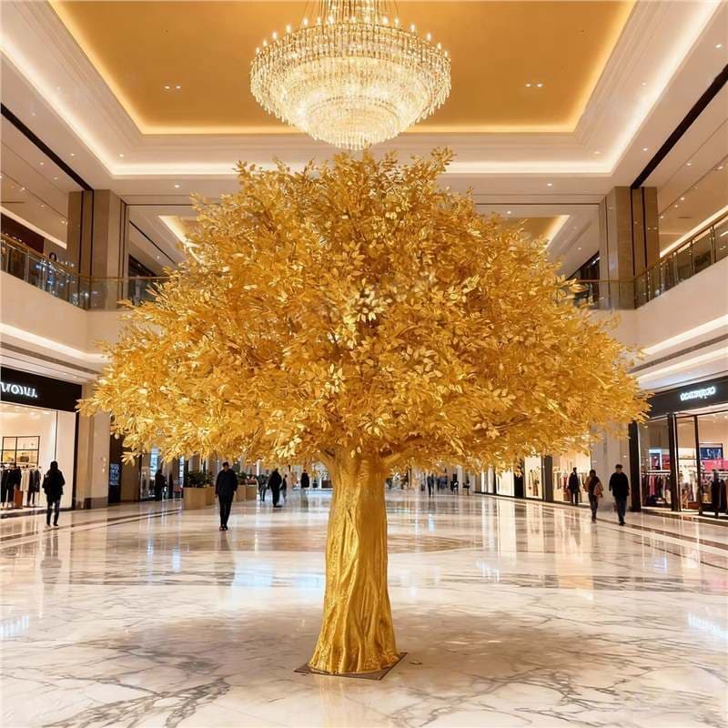 Artificial Wishing Tree Banyan Large Tree Golden Fake Tree Landscape Decorative Tree Indoor Outdoor