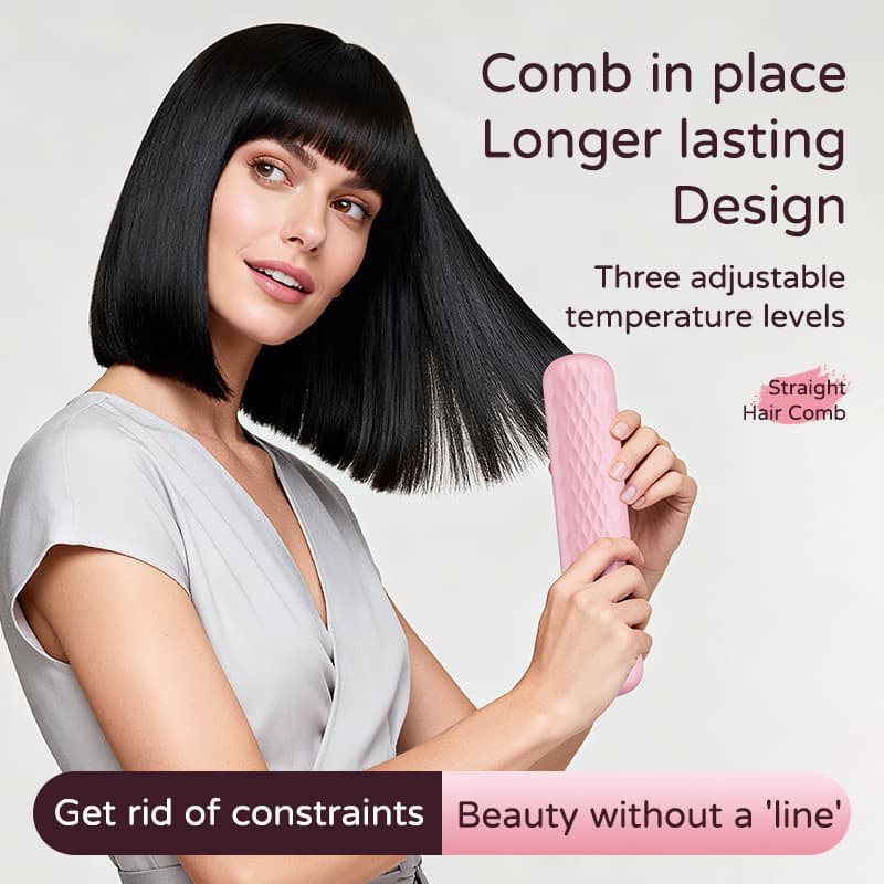 New Mini Cordless Hair Straightening Brush, Negative Ionic, No Heat Damage, Straight & Curl 2-in-1, Portable Styling Tool for Dorm