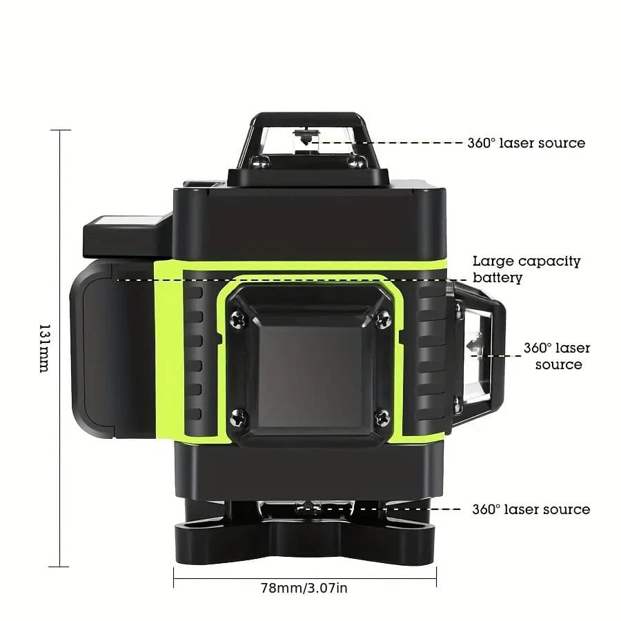 16-Line 4D Green Laser Level High Precision Auto-Leveling Floor Tile Wall Tile Alignment Tool