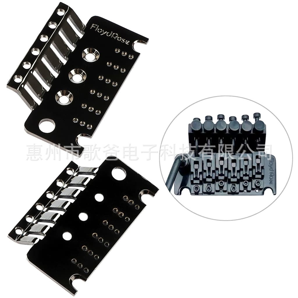 Guitar Parts Black/Gold/Chrome 6-String Bridge Base Plate