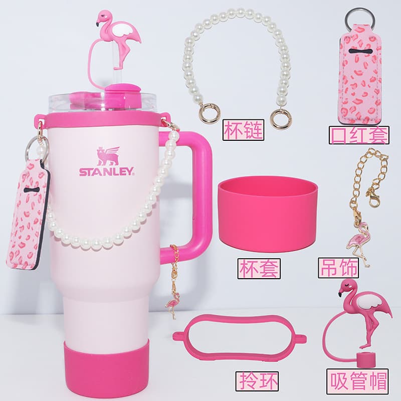 Stanley Cup Accessories Flamingo Set Anti-Drop Anti-Wear Cup Sleeve Stanley Insulated Cup Silicone Cover