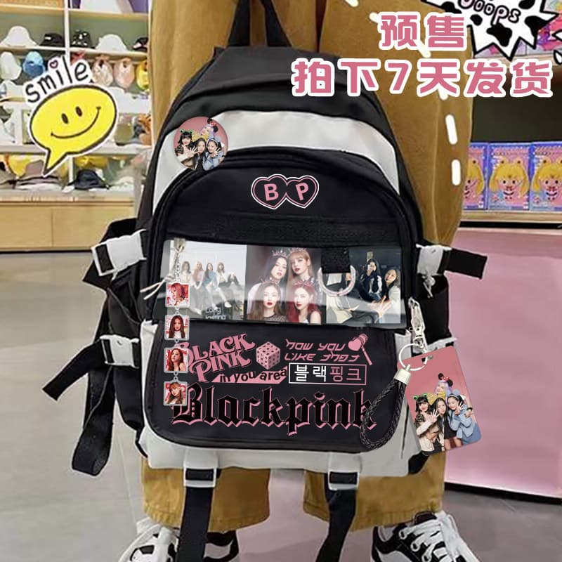 Black Pink Backpack BLINK Merch K-Pop Group Double Shoulder Bag Student Backpack Anime Casual Ita Bag Unisex