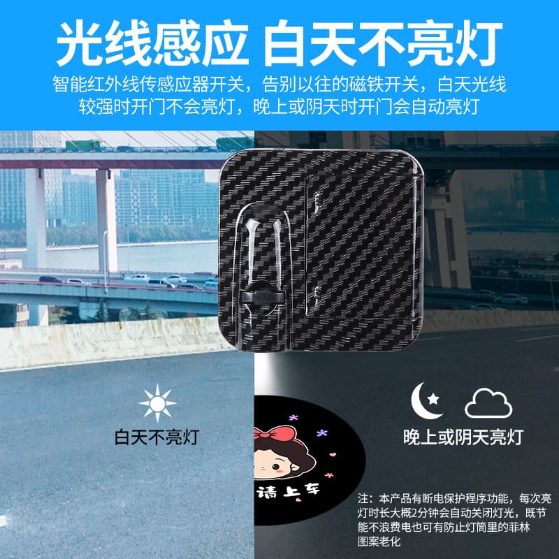 Princess Please Get in the Car Welcome Light Door Light Ground Projection Open Door Sensor Wireless No Wiring Car Ambient Light