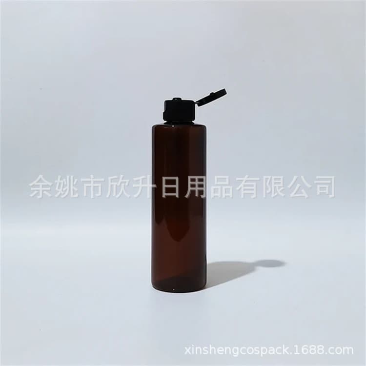 Flip-top flat-shoulder bottle 200ml white flip-cap bottle lotion bottle 200ML amber butterfly-cap PET bottle laundry detergent bottle
