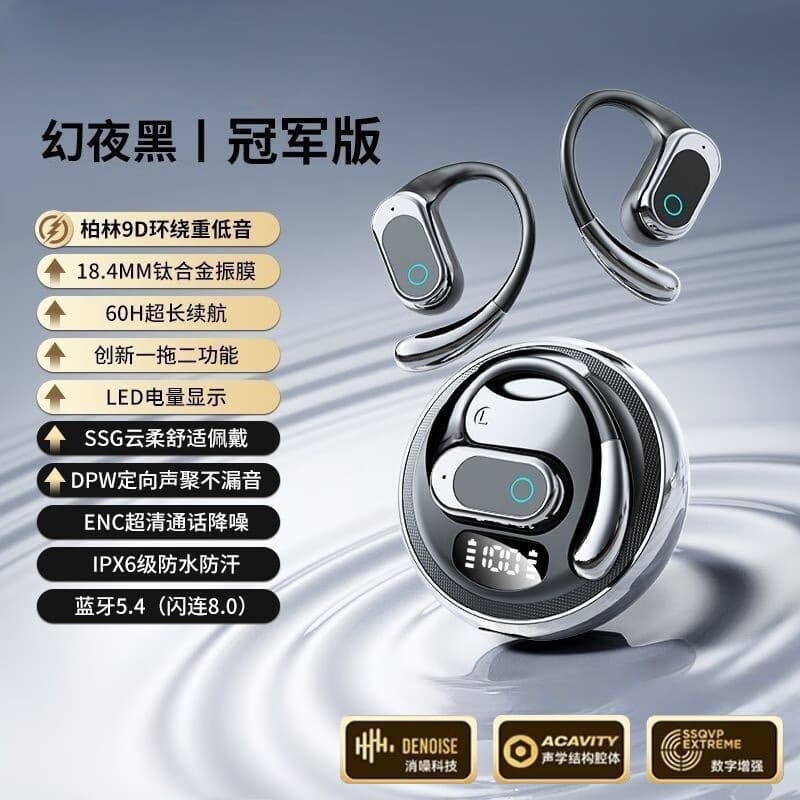 Bluetooth headset wireless noise reduction ear-hung sports ultra-long battery life sports ear-proof HD call F206