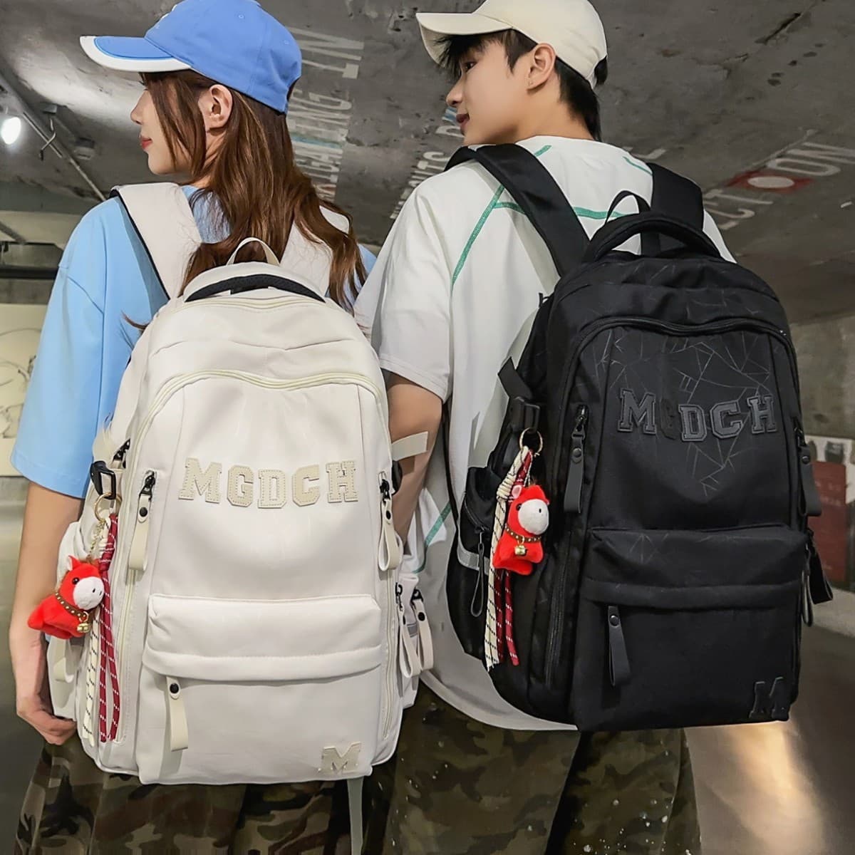 American Retro Matte Textured College Style Backpack for Students and Couples, Campus Commuter Casual Travel Bag