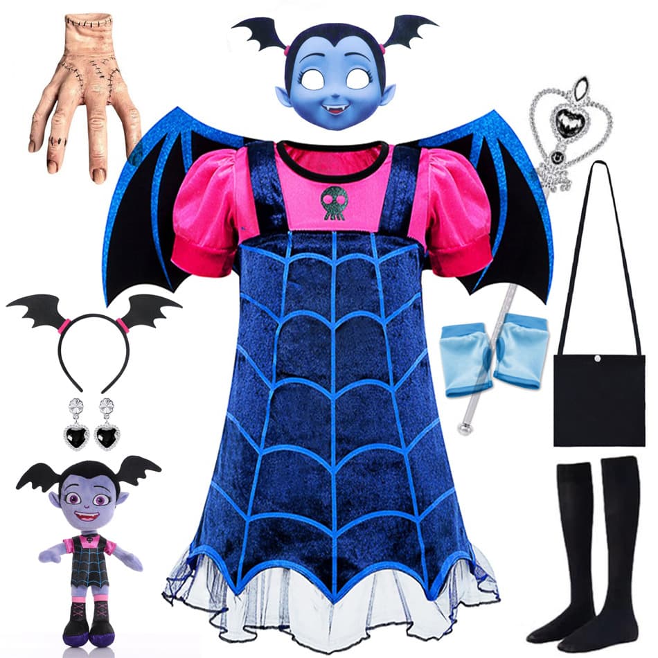Vampire Girl Role Play Dress Children Princess Costume Halloween Outfit