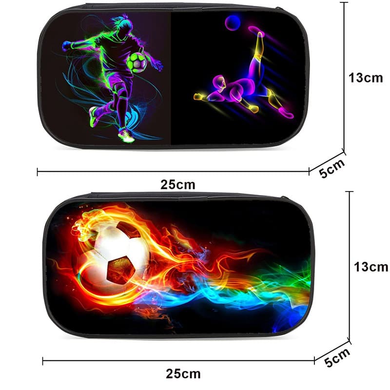 Cross-border new product basketball pencil case football lightning ice fire pattern double layer multi-functional stationery bag game cartoon pencil case