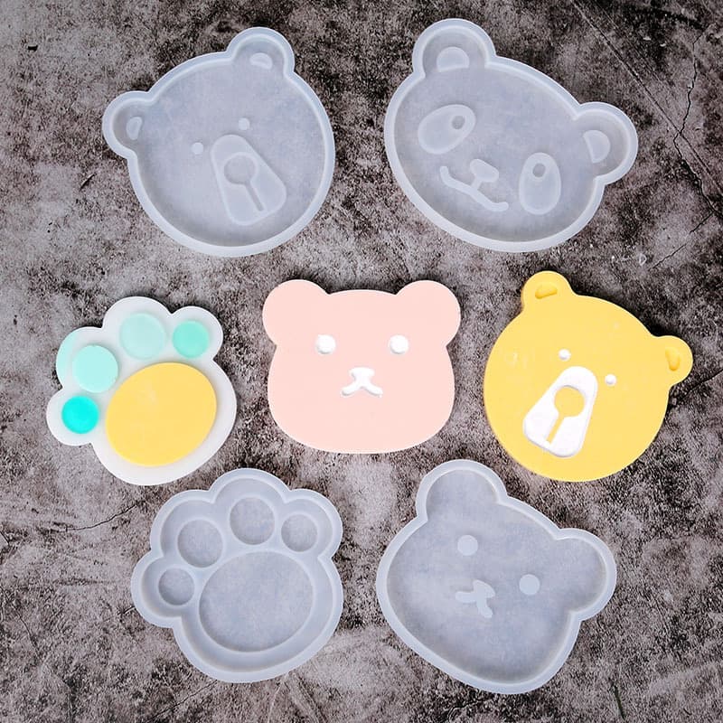 diy glue mold 5 bear coasters silicone mold diy amazon jewelry hot sale cat claws
