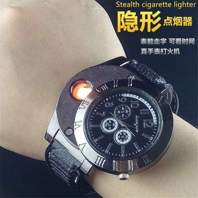 Watch Charging Lighter Windproof Creative Personality USB Electronic Cigarette Lighter Metal Men's Watch Lighter Wholesale