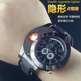 Watch Rechargeable Lighter Windproof Creative USB Electronic Cigarette Lighter Metal Men's Wristwatch Lighter Wholesale