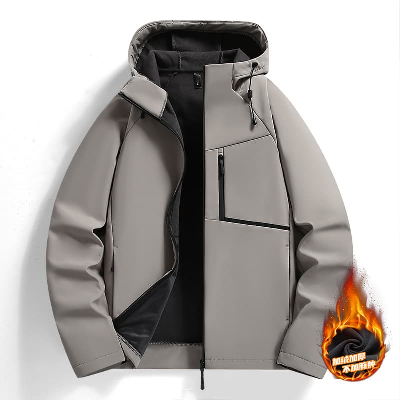Bird Brand Softshell Windbreaker for Men and Women, Autumn/Winter Fleece-Lined Thick Warm Coat, Loose Couple Outerwear Hooded Jacket