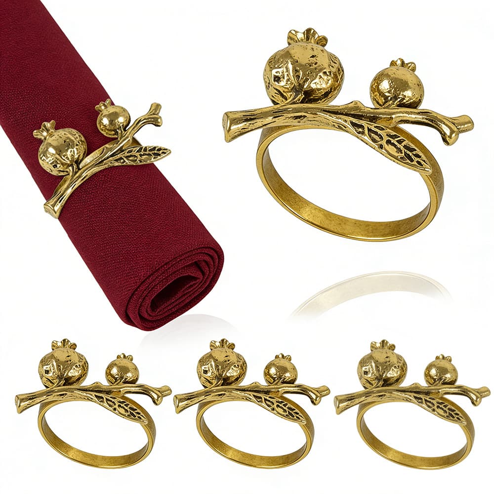 Hot-selling Vintage Gold Branch Pomegranate Napkin Ring Creative Simple Harvest Fruit Napkin Holder Napkin Ring Manufacturer