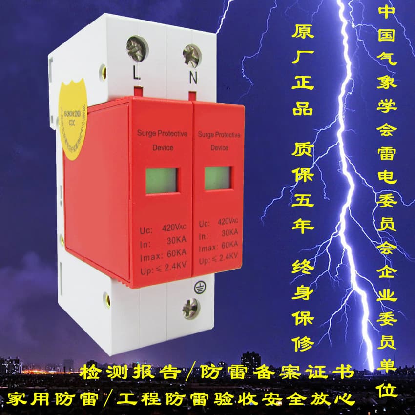 60KA Single-Phase Surge Protective Device Lightning Arrester 2P Power Surge Protector 220V Module Lightning Protection