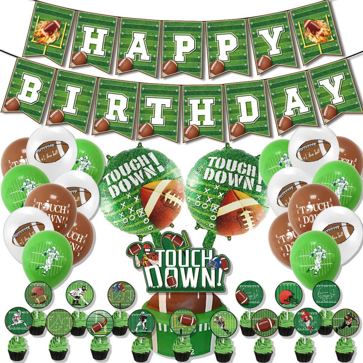 Football Theme Birthday Party Decorations American Football Banner Cake Topper Balloons Boys Kids Party