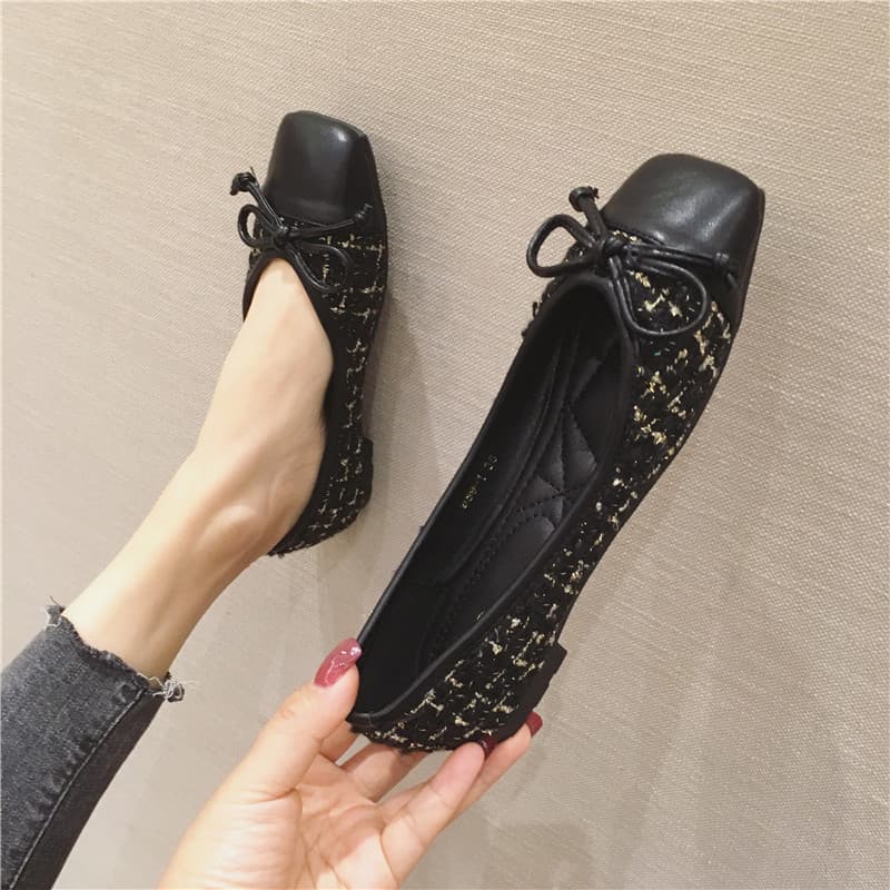 European and American Style Metal Buckle Inner Heightening Pointed Flat Single-layer Shoes Women's New All-match Korean Style Shallow Mouth Comfortable Soft-soled Women's Shoes