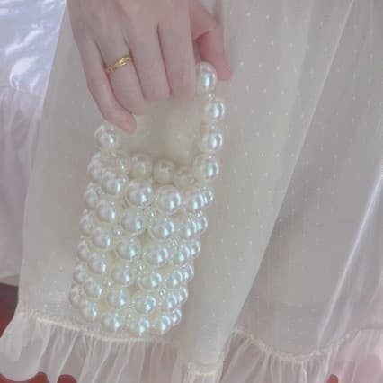 2025 New Trendy Bamboo Handle Bag with Pearl Chain, Mini Bucket Handbag, Shoulder and Crossbody Bag