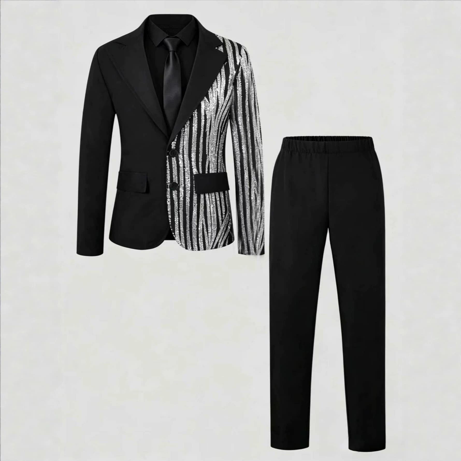 Middle and large children's dress suit, boy's sequined suit jacket, trousers, two-piece set, children's performance clothing, host performance clothing