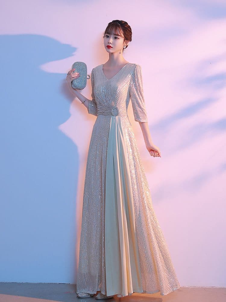 New Long Choir Dress for Adult Choral Group Performance, Stage Costume for Middle-aged and Elderly Women, Conductor and Host
