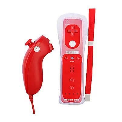 Wii/WiiU 2-in-1 Left and Right Controllers with Silicone Case and Wrist Strap; Wii includes built-in accelerometer for both left and right controllers