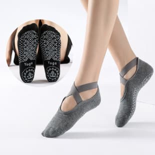 In Stock Direct Shipment - Best-Selling Cross-Border Professional Non-Slip Dot Terry Socks with Cross-Band Terry Loop Open-Back Yoga Socks