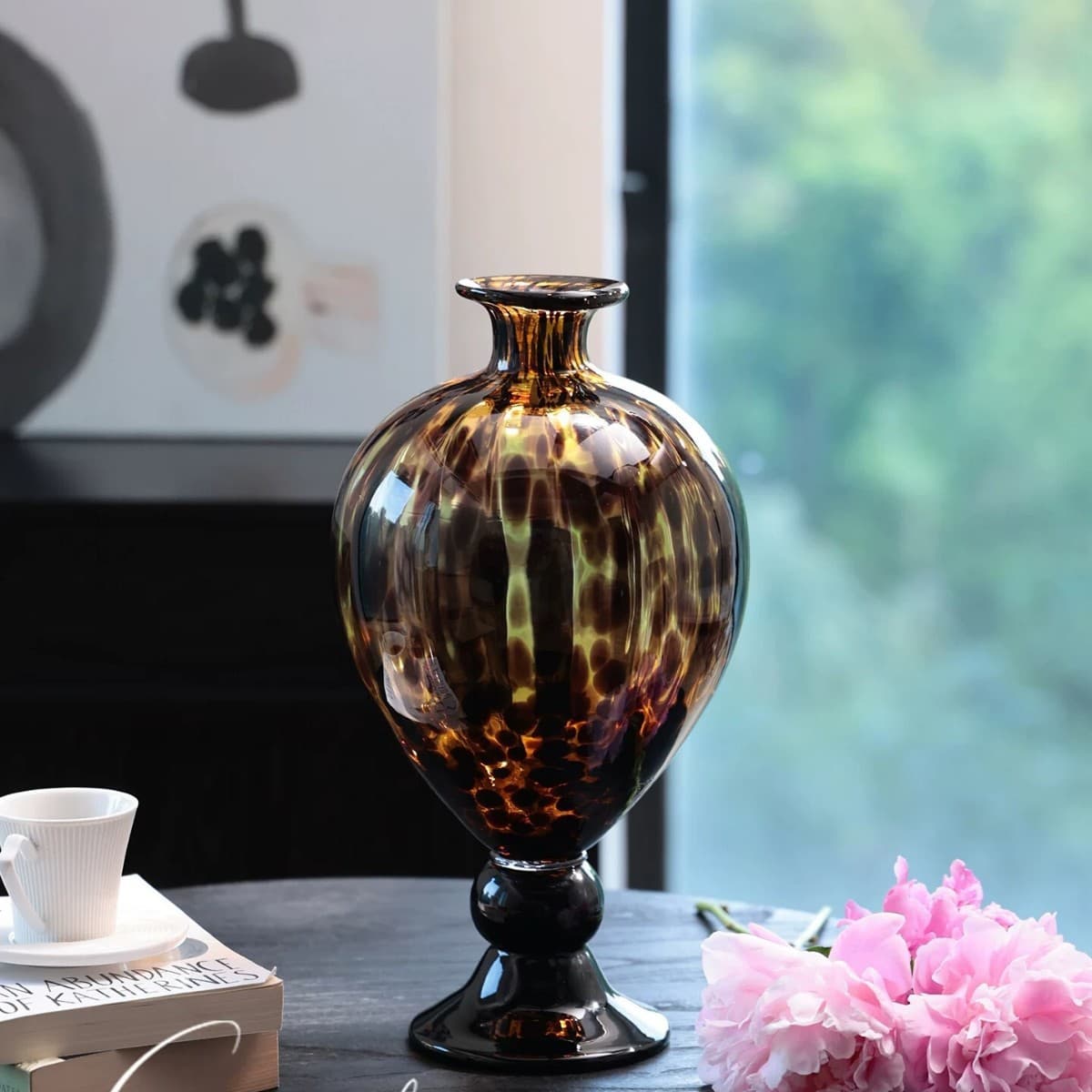 Vintage Vase Luxury High-End Home Decoration Leopard Print Flower Vase Art Soft Decor Water-Raising Fresh Flower Plant Bottle