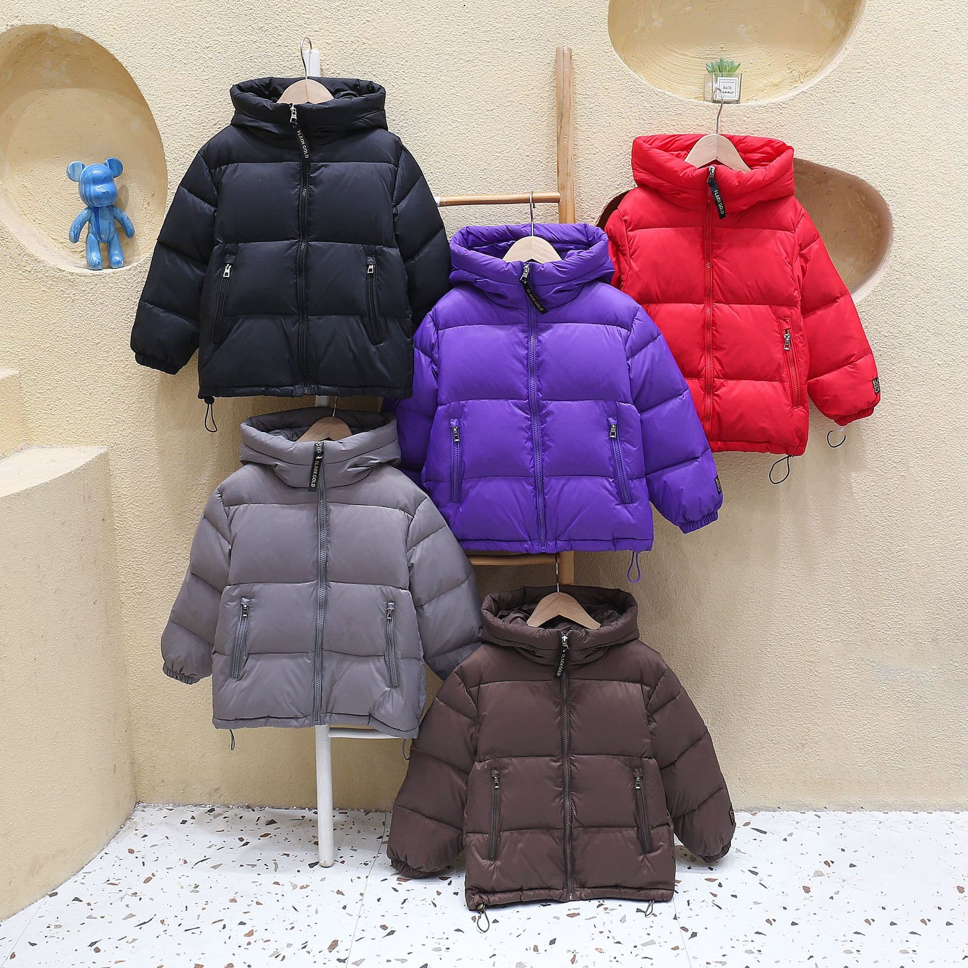 2025 Autumn/Winter New Kids' Clothing Down-Like Silk Coat Medium to Large Children's Down Jacket Korean Style Thickened Black Gold Puffer Coat