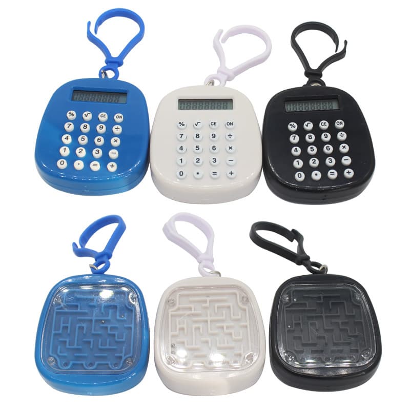 Creative Simple Maze Game 8-Digit Display Keychain Portable Gift Calculator for Kids and Students