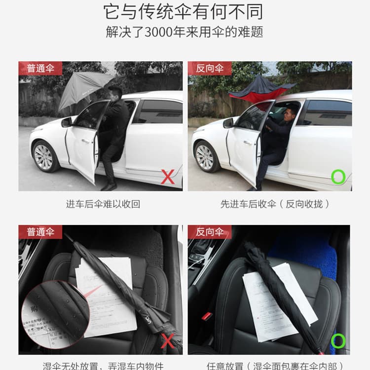 Reverse Umbrella Long Handle Straight Rod C-Type Car Umbrella Dual-User Manual Open Reverse Umbrella Rain or Shine Gift Advertising Umbrella