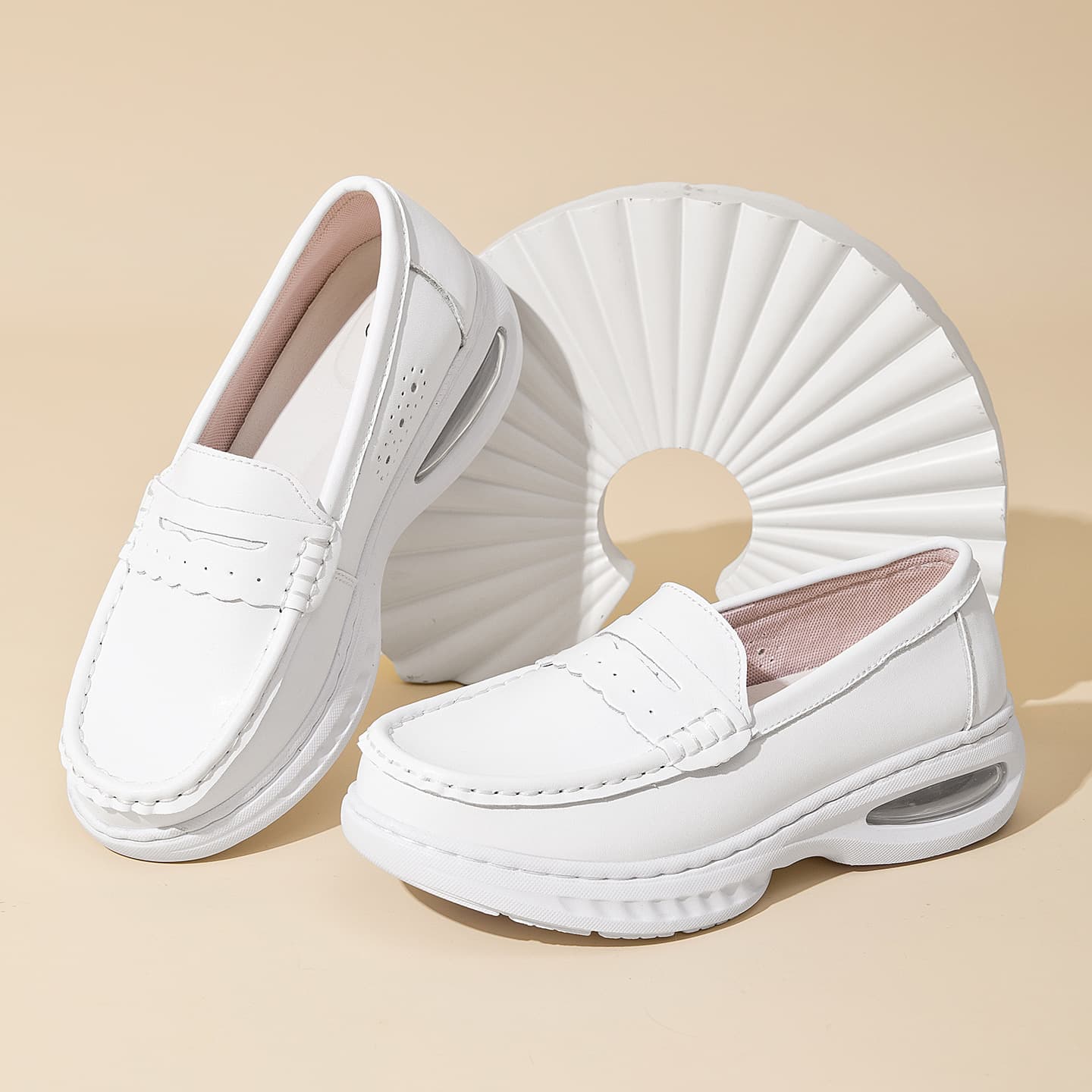 New Cowhide EVA Cushion Nurse Shoes Ultra-Soft White Work Shoes