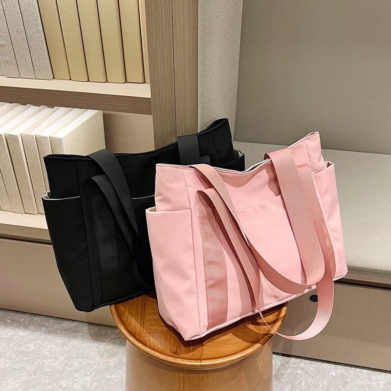 Cross-border women's bag Japanese solid color tote bag large capacity shoulder bag casual simple mommy bag canvas handbag