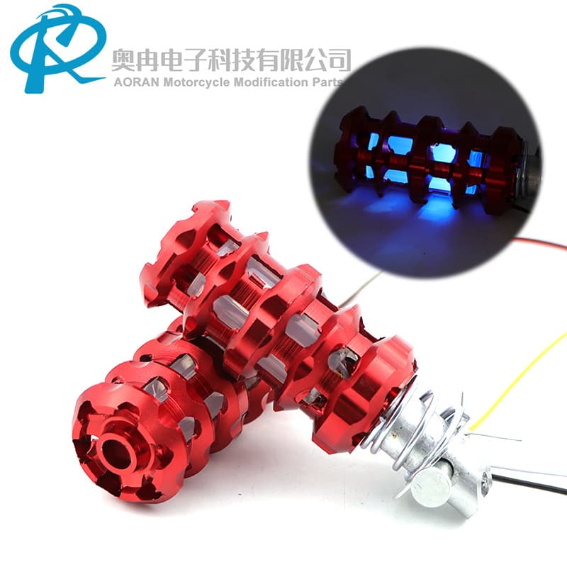 DC12V Motorcycle Modified Front and Rear Foot Pegs with Lights, Off-Road Motorcycle Foot Pegs Accessories