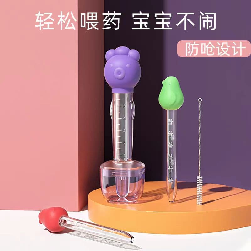Nipple-Style Baby Medicine Dispenser with Graduated Scale, Newborn Bulb-Suction/Direct-Tube/Dropper Water Feeder, Anti-Choking Design