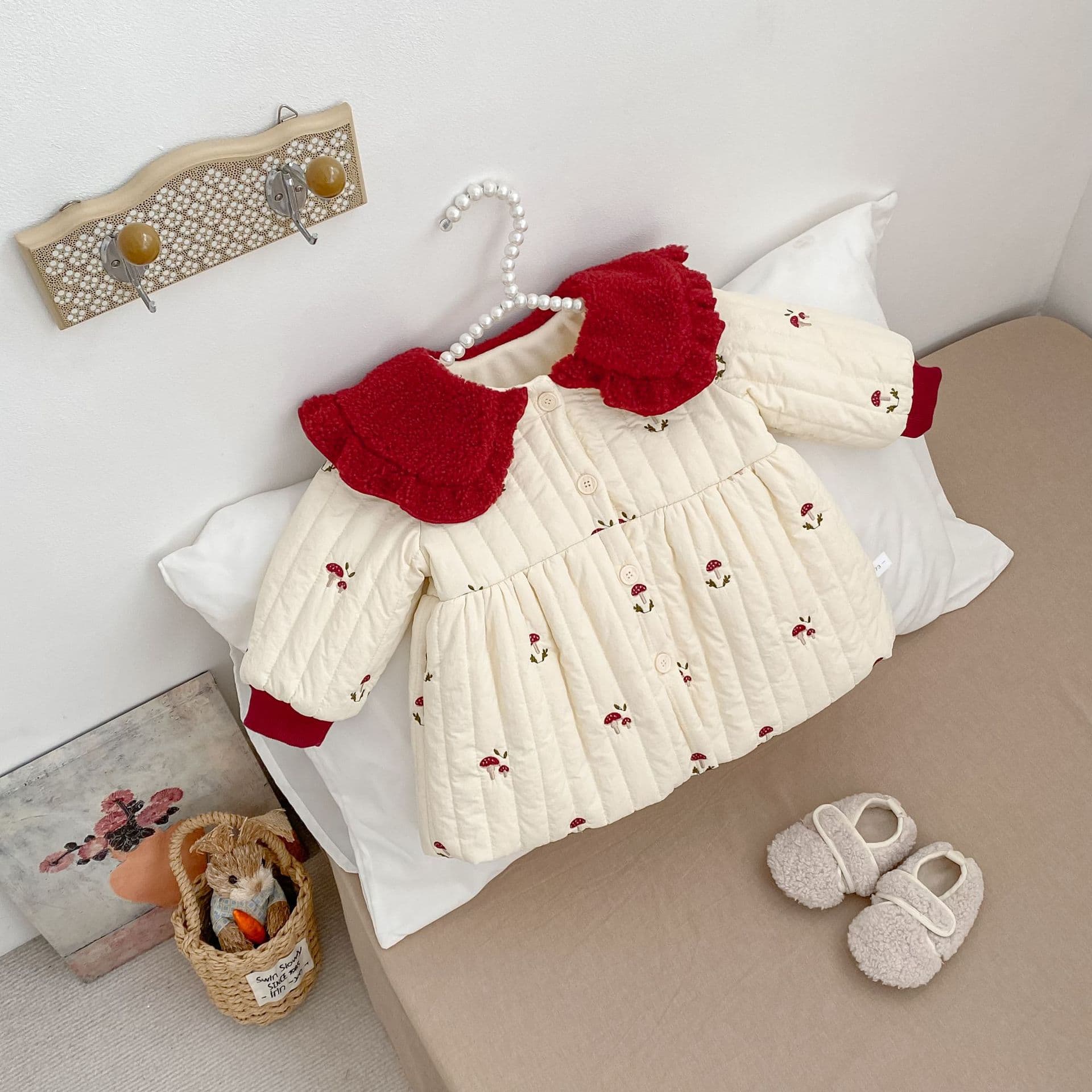 Baby girl's coat winter style new style outdoor clothing children's baby clothes plus velvet quilted outer wear warm cotton clothing