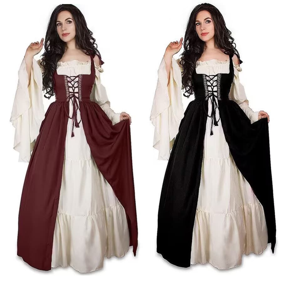 Halloween Costume European and American Medieval Renaissance Cosplay Long Dress Costume Plus Size Costume