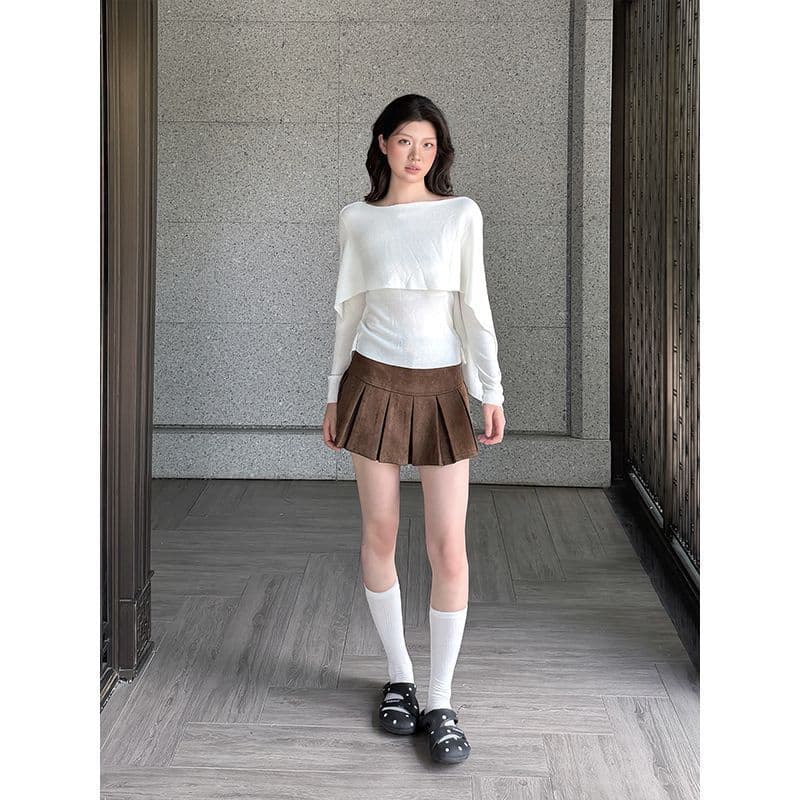[Tonghuashun] Women's Korean-style Chic Faux Layered Cape Sleeve Loose Slimming Knit Top